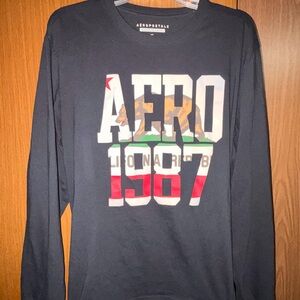Aeropostale Men's Black Long Sleeve Tee with Graphic Print